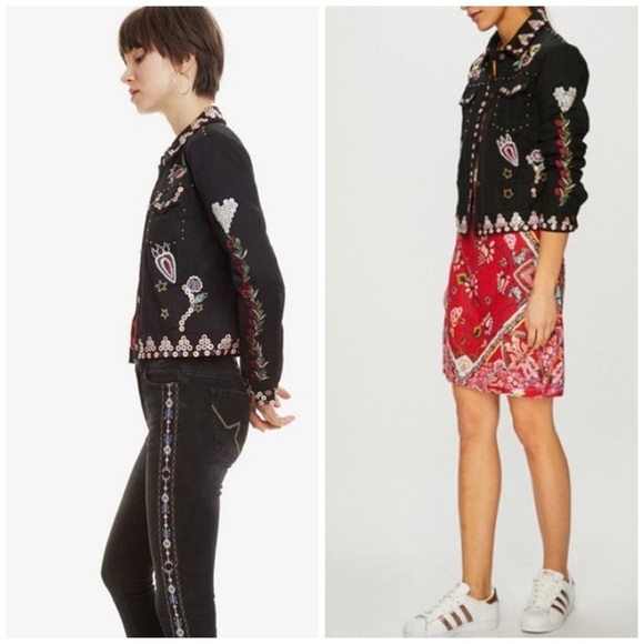 Ferrara Embellished Embroidered Jacket Women’s Size 4 Statement Boho